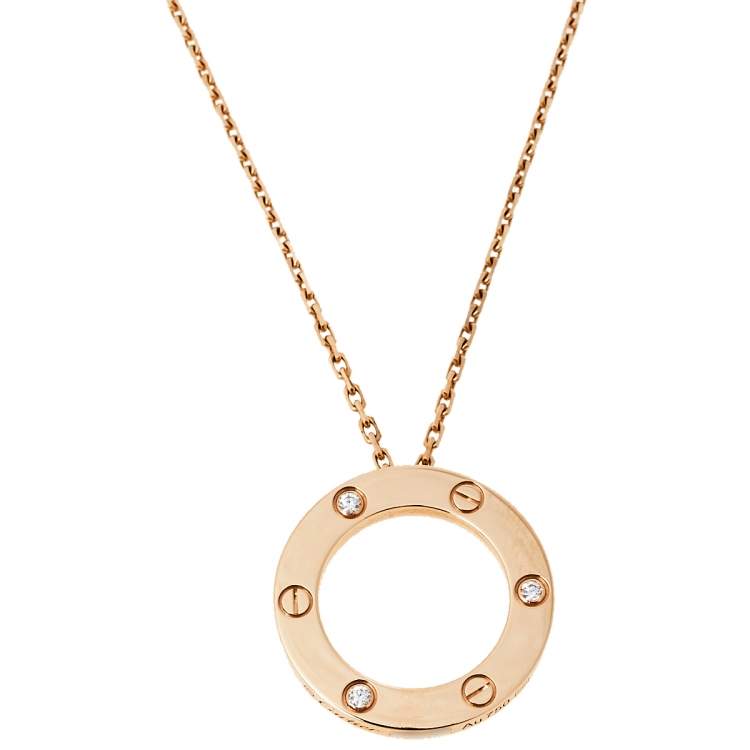 Cartier Love 3 Diamond 18k Rose Gold Pendant Necklace Cartier Tlc