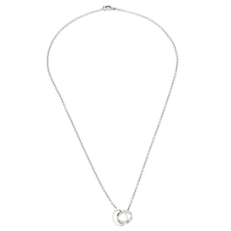 Pre Owned Cartier Love Interlocking Loop 18K White Gold Necklace