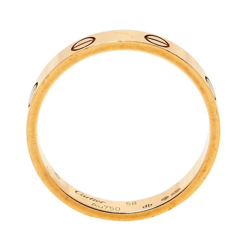 Pre Owned Cartier Love 18K Yellow Gold Wedding Band Ring Size 58