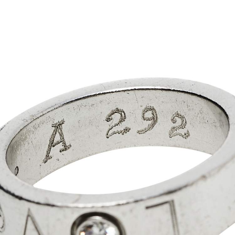 Pre Owned Cartier Love Diamond 18K White Gold Band Ring Size 53