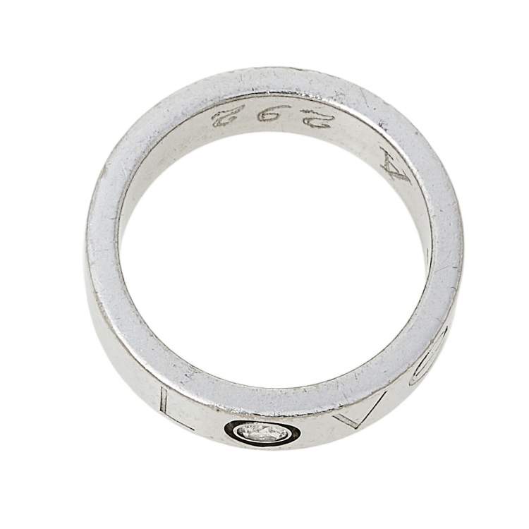 Pre Owned Cartier Love Diamond 18K White Gold Band Ring Size 53