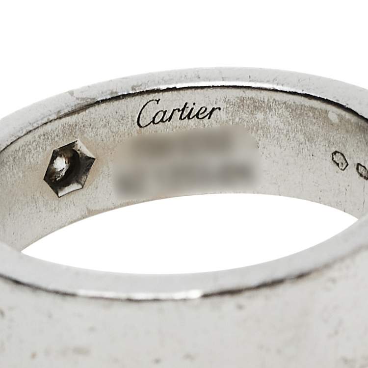 Pre Owned Cartier Love Diamond 18K White Gold Band Ring Size 53