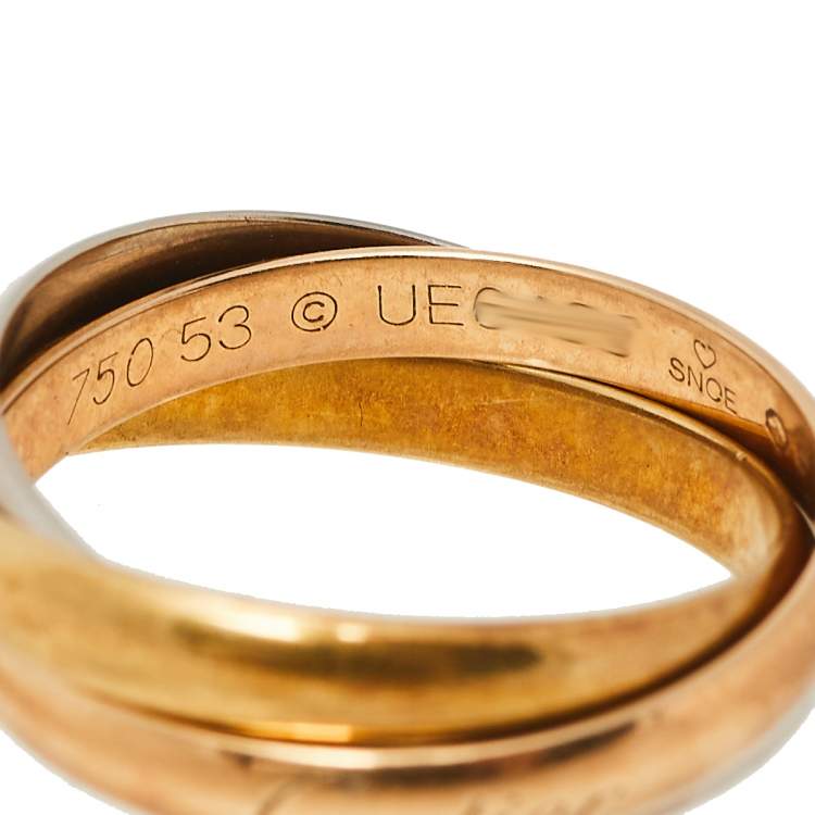 Pre Owned Cartier Trinity 18K Three Tone Gold Ring Size 53