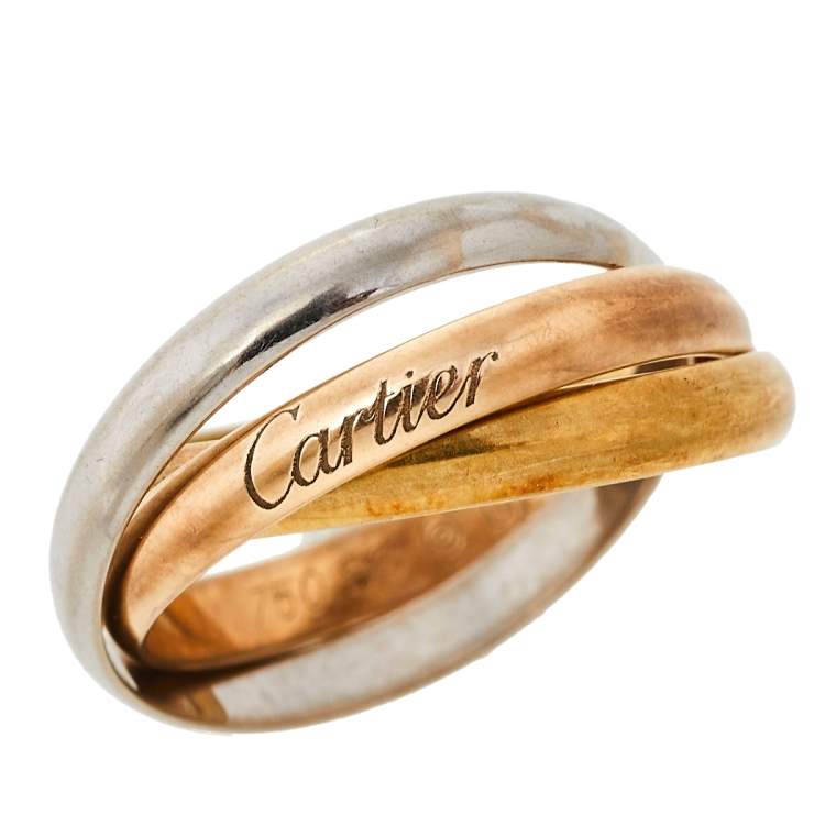 Pre Owned Cartier Trinity 18K Three Tone Gold Ring Size 53