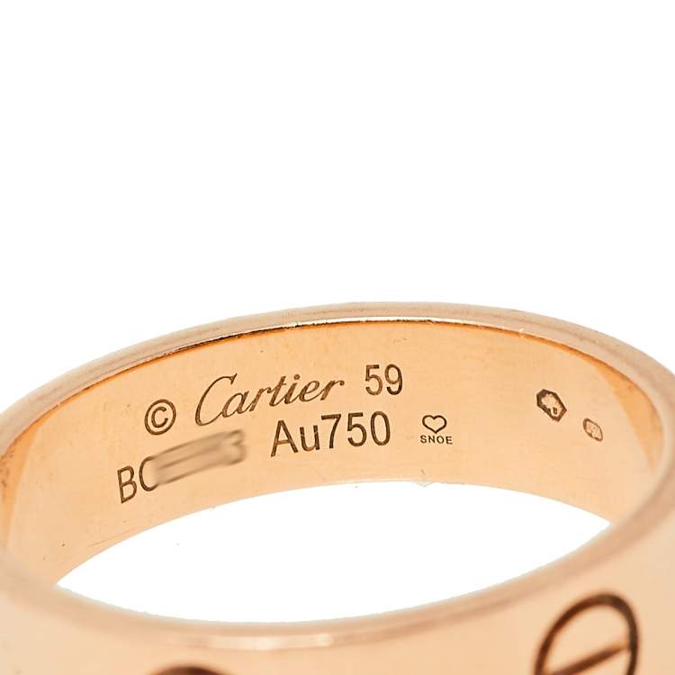 Pre Owned Cartier Love 18K Rose Gold Wedding Band Ring Size 59