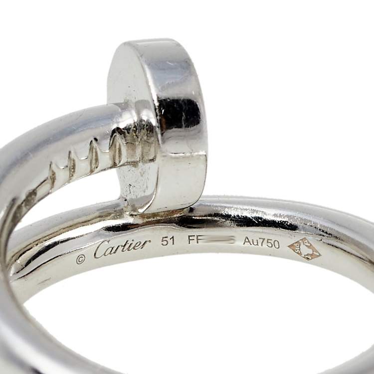 Pre Owned Cartier Juste un Clou 18K White Gold Ring Size 51