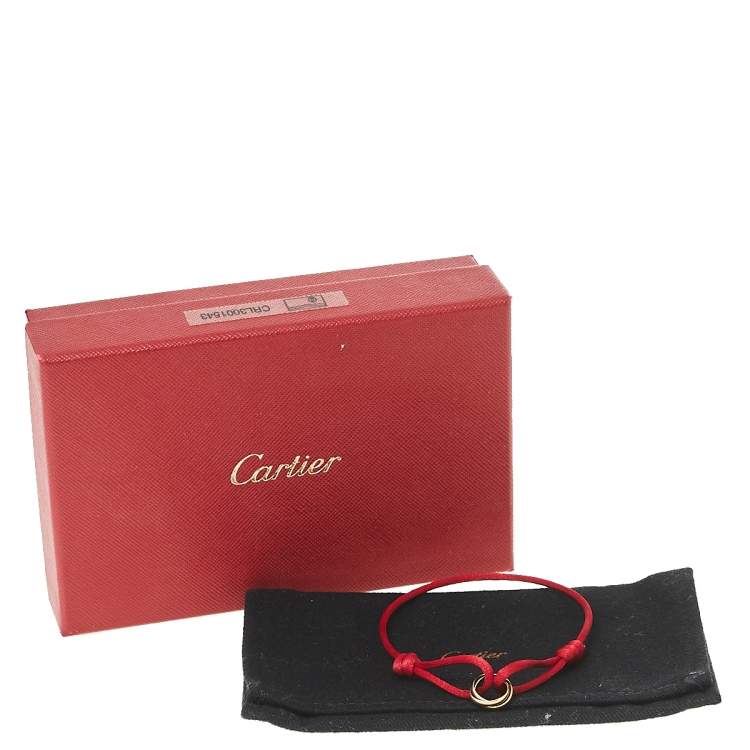 Pre Owned Cartier Trinity de Cartier Three Tone 18k Gold Red Adjustable Cord Bracelet