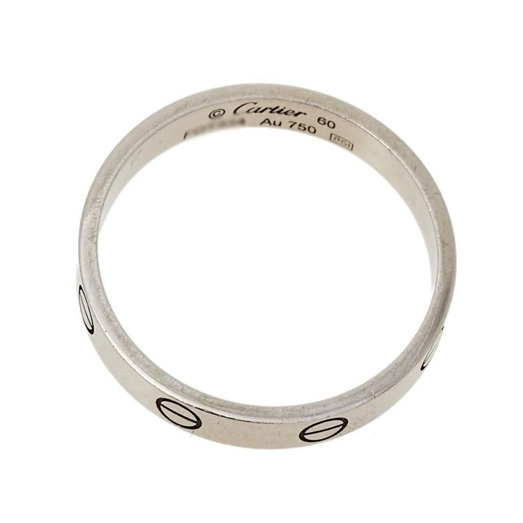 Pre Owned Cartier Love 18K White Gold Wedding Band Ring Size 60