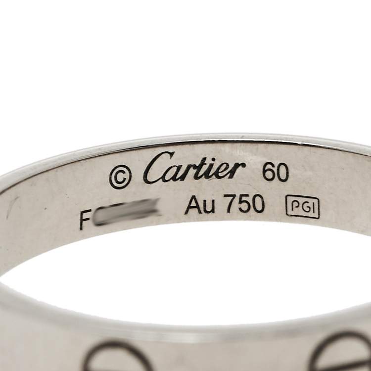 Pre Owned Cartier Love 18K White Gold Wedding Band Ring Size 60