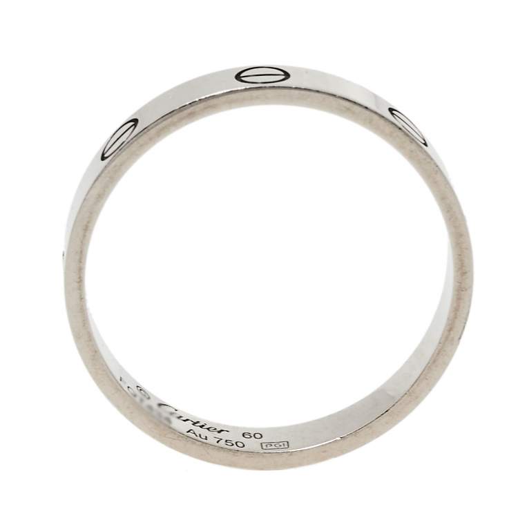 Pre Owned Cartier Love 18K White Gold Wedding Band Ring Size 60