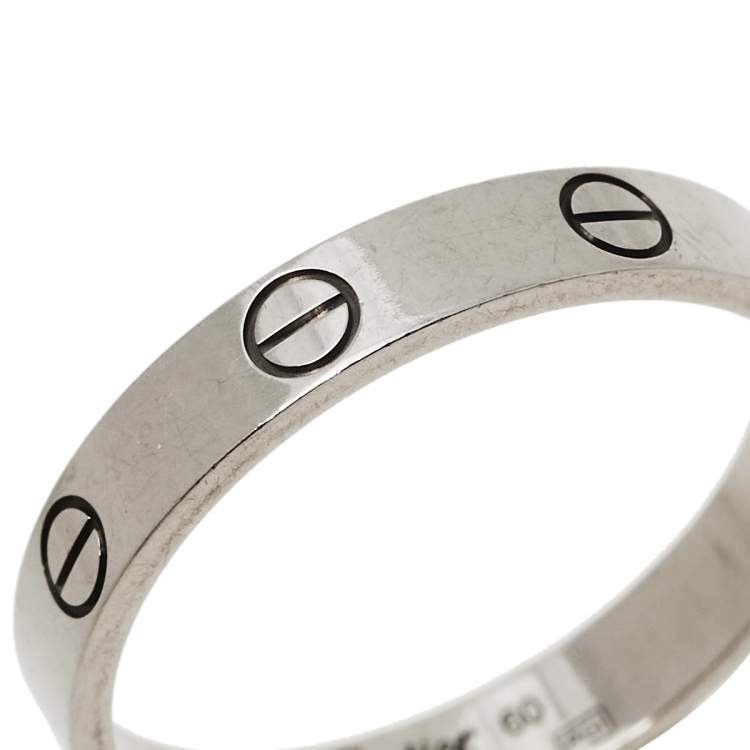 Pre Owned Cartier Love 18K White Gold Wedding Band Ring Size 60