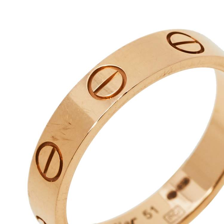 Pre Owned Cartier Love 18K Rose Gold Wedding Band Ring Size 51