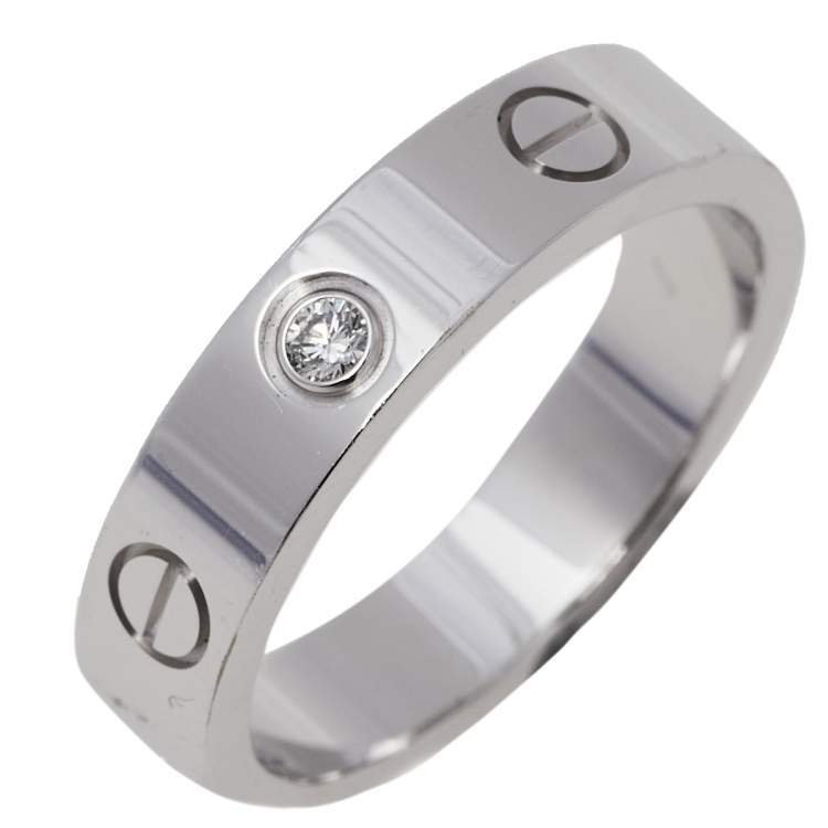Pre Owned Cartier Love 18K White Gold Diamond Wedding Band Ring Size 49