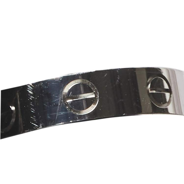 Pre Owned Cartier Love 18K White Gold Diamond Wedding Band Ring Size 49