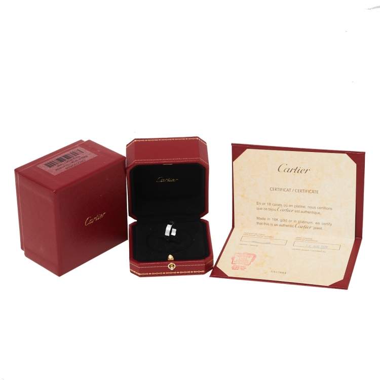 Pre Owned Cartier Love 18K White Gold Diamond Wedding Band Ring Size 49