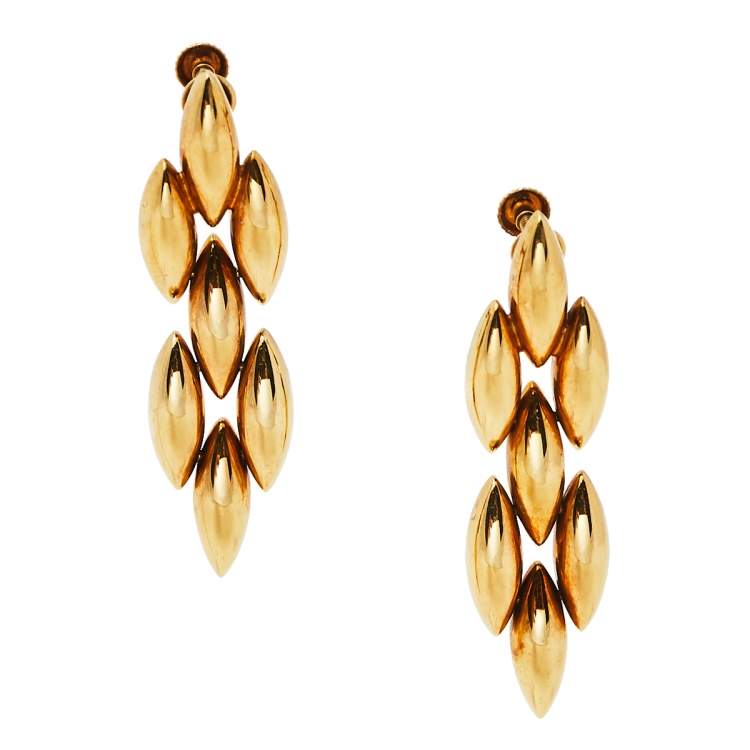 Pre Owned Cartier Gentiane 18k Yellow Gold Dangle Earrings