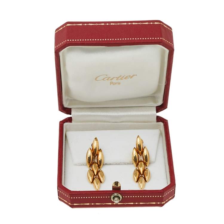 Pre Owned Cartier Gentiane 18k Yellow Gold Dangle Earrings