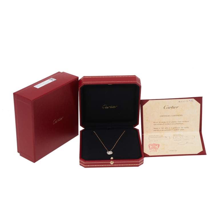 Pre Owned Cartier Amulette de Cartier Diamond Mother of Pearl 18K Yellow Gold Necklace XS