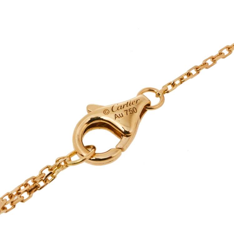 Pre Owned Cartier Amulette de Cartier Diamond Mother of Pearl 18K Yellow Gold Necklace XS