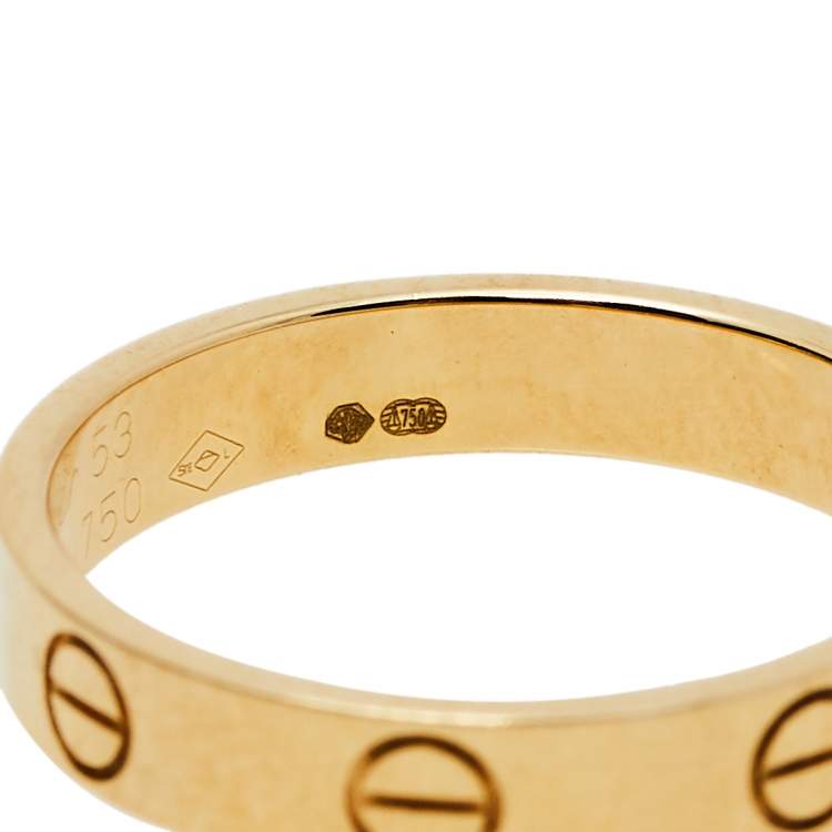 Pre Owned Cartier Love 18K Yellow Gold Wedding Band Ring Size 53