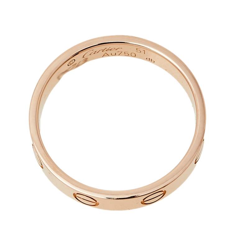 Pre Owned Cartier Love 18K Rose Gold Wedding Band Ring Size 51