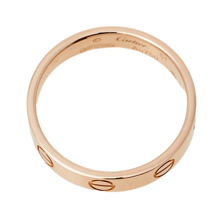 مملوكة مسبقًا Cartier Love 18K Rose Gold Wedding Band Ring Size 51