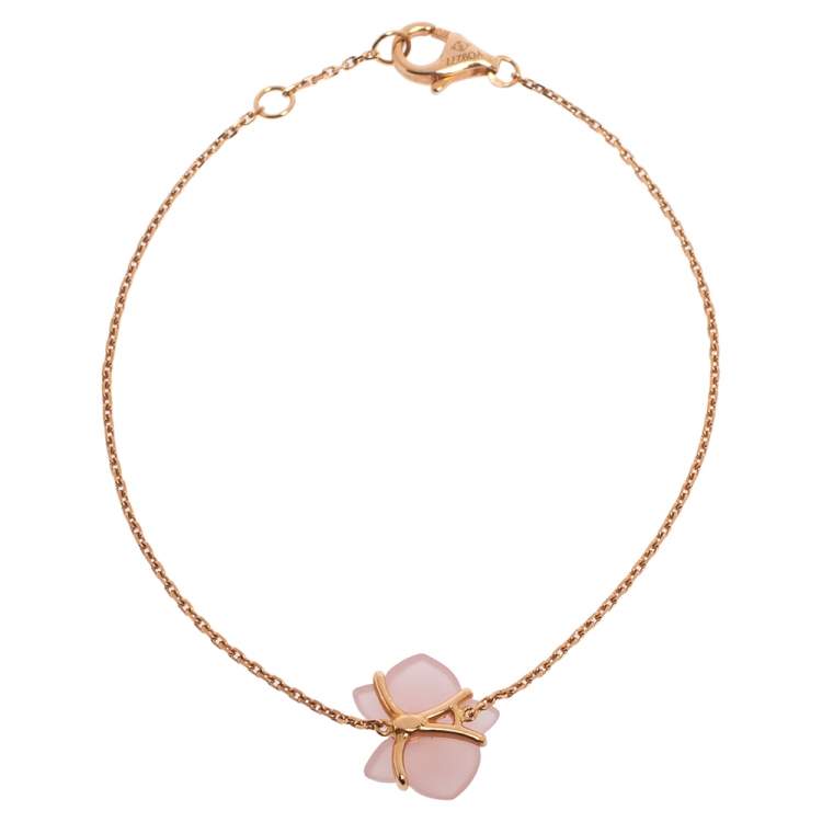 Pre Owned Cartier Caresse d'Orchidées par Cartier Pink Chalcedony 18K Rose Gold Bracelet