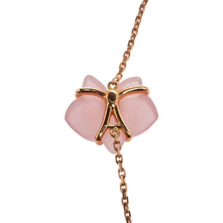 Pre Owned Cartier Caresse d'Orchidées par Cartier Pink Chalcedony 18K Rose Gold Bracelet