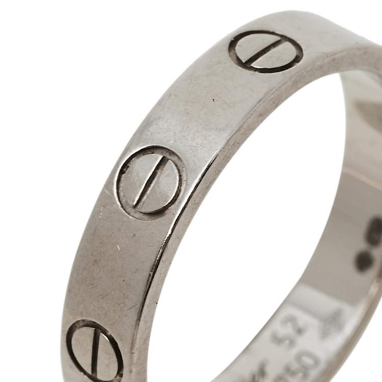 Pre Owned Cartier Love 18K White Gold Wedding Band Ring Size 52