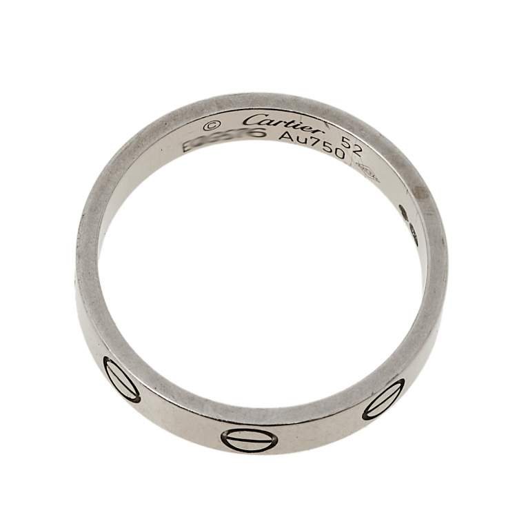 Pre Owned Cartier Love 18K White Gold Wedding Band Ring Size 52