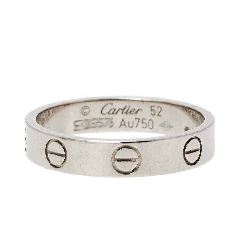 Pre Owned Cartier Love 18K White Gold Wedding Band Ring Size 52