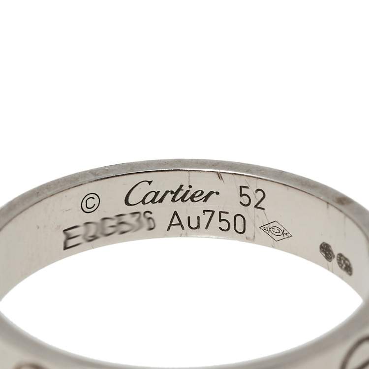 Pre Owned Cartier Love 18K White Gold Wedding Band Ring Size 52