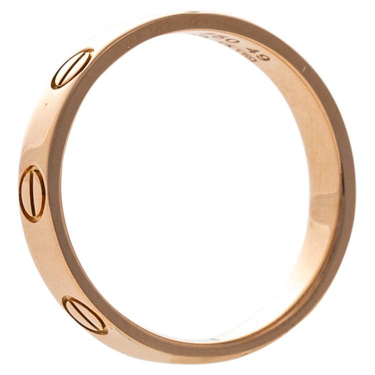 Pre Owned Cartier Love 18K Rose Gold Wedding Band Ring Size 49