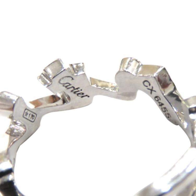Pre Owned Cartier Signature 18K White Gold Ring Size EU 52