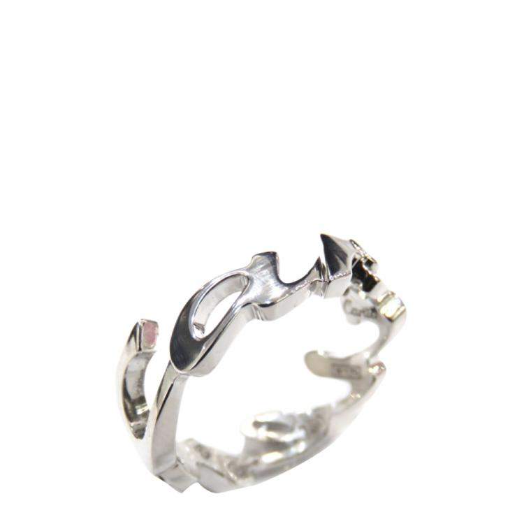 Pre Owned Cartier Signature 18K White Gold Ring Size EU 52