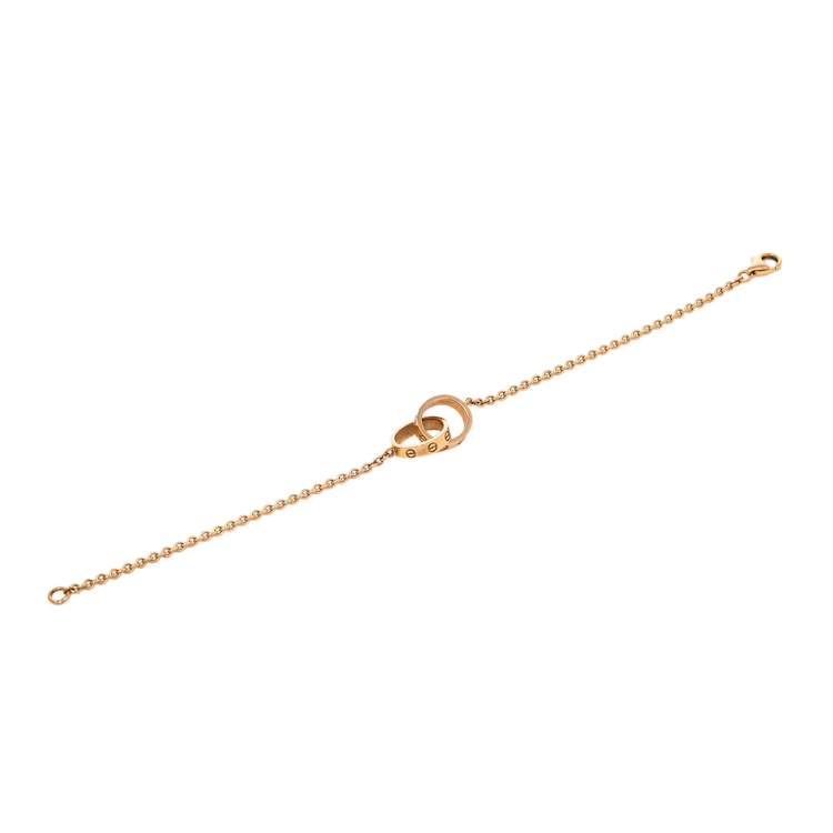 Pre Owned Cartier Love Interlocking 2 Hoops 18K Rose Gold Bracelet