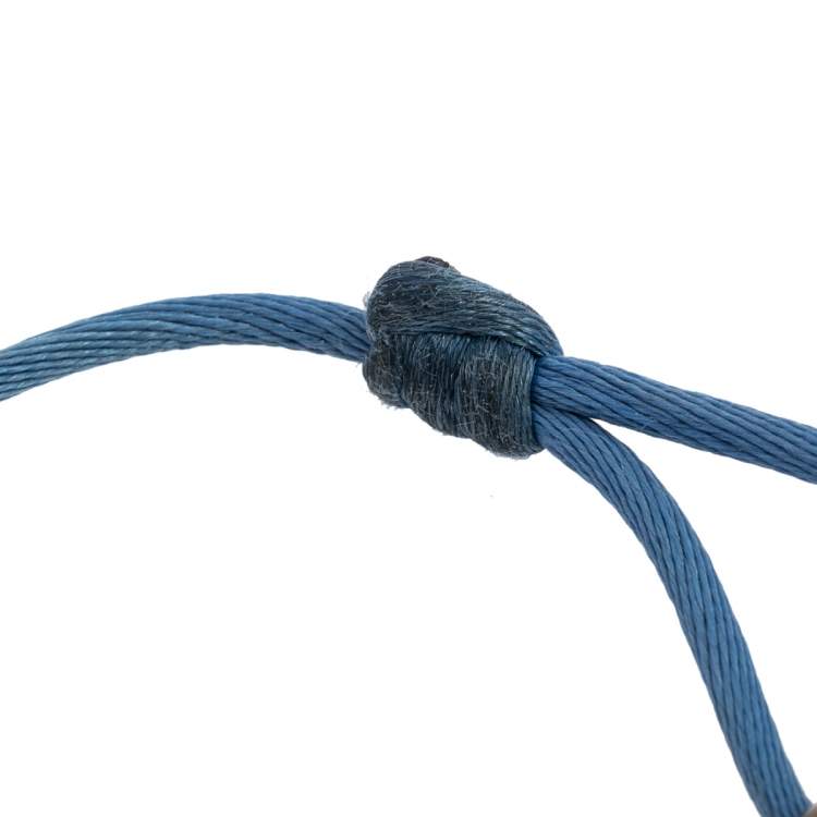 Pre Owned Cartier Trinity 18K Three Tone Gold Adjustable Blue Cord Bracelet