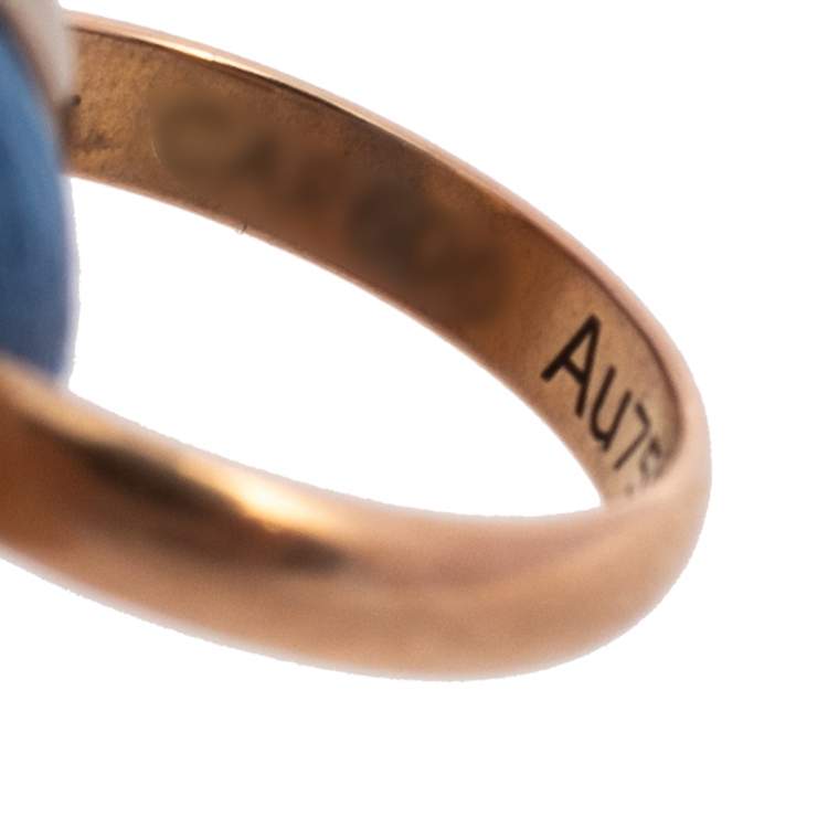 Pre Owned Cartier Trinity 18K Three Tone Gold Adjustable Blue Cord Bracelet