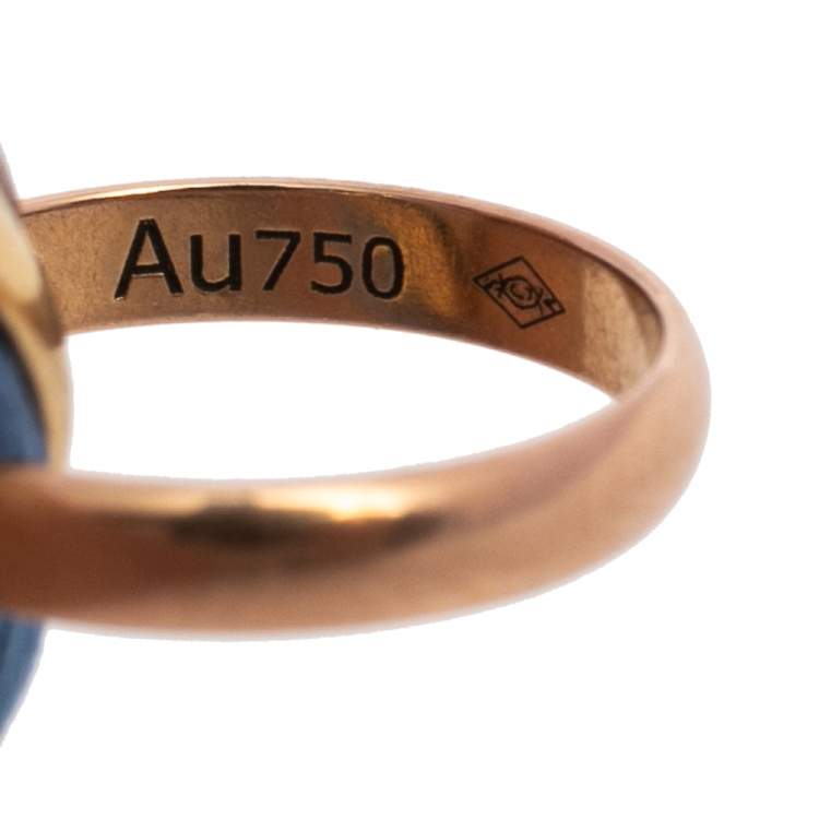 Pre Owned Cartier Trinity 18K Three Tone Gold Adjustable Blue Cord Bracelet