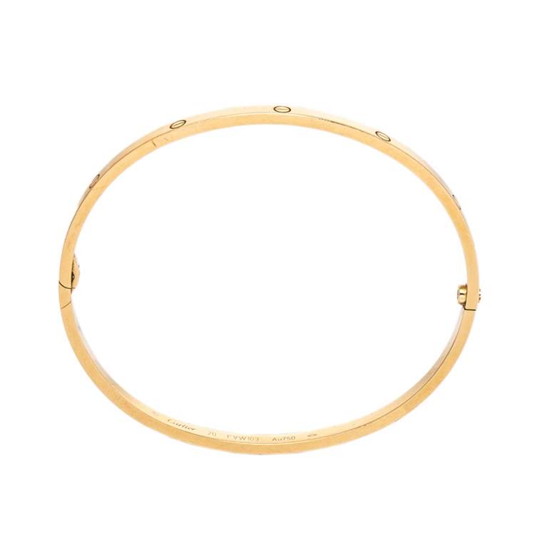 Pre Owned Cartier Love 18K Yellow Gold Narrow Bracelet SM 20