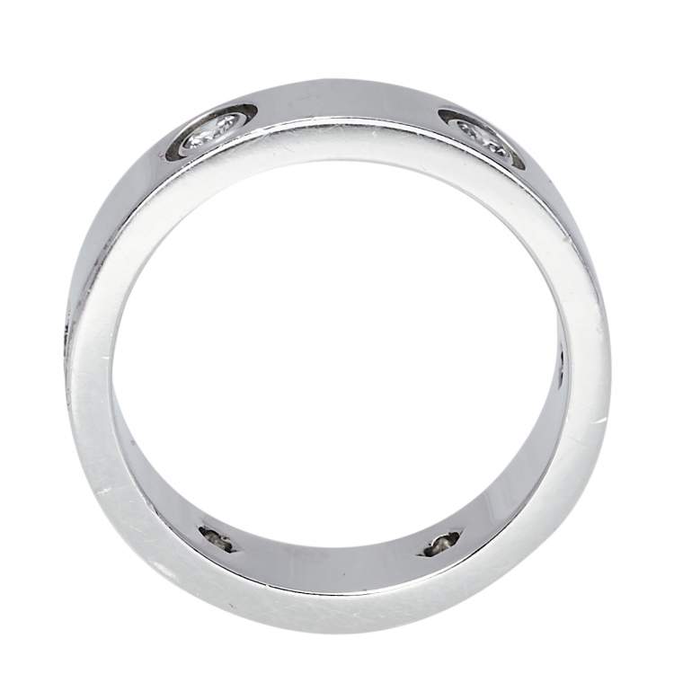 Pre Owned Cartier Love 6 Diamond 18K White Gold Band Ring Size 57