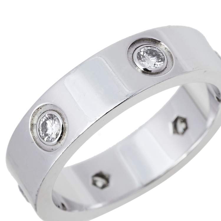 Pre Owned Cartier Love 6 Diamond 18K White Gold Band Ring Size 57