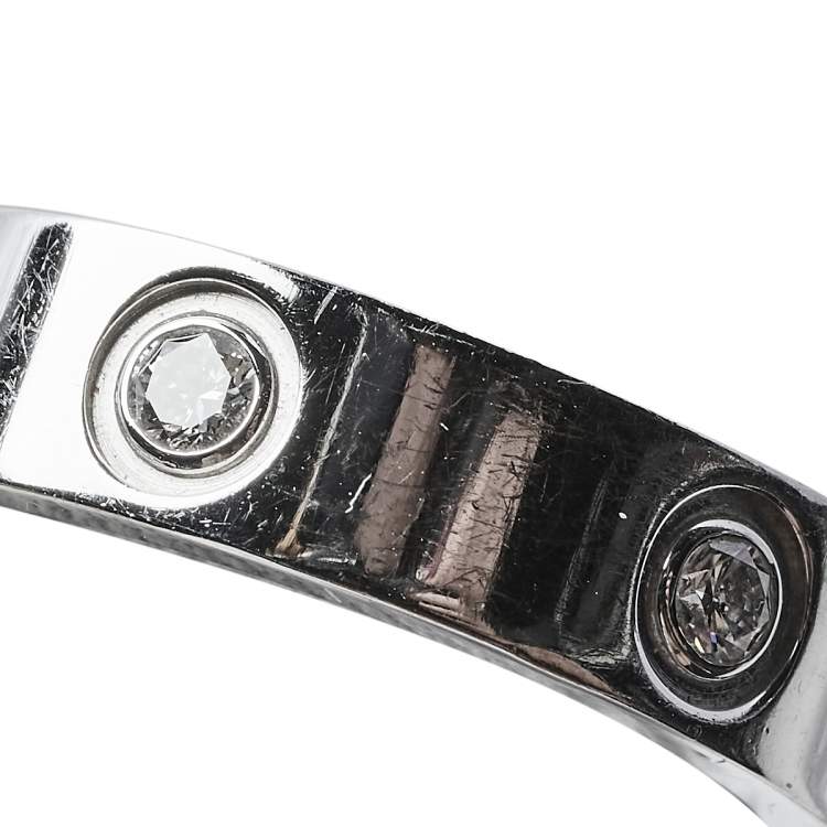 Pre Owned Cartier Love 6 Diamond 18K White Gold Band Ring Size 57