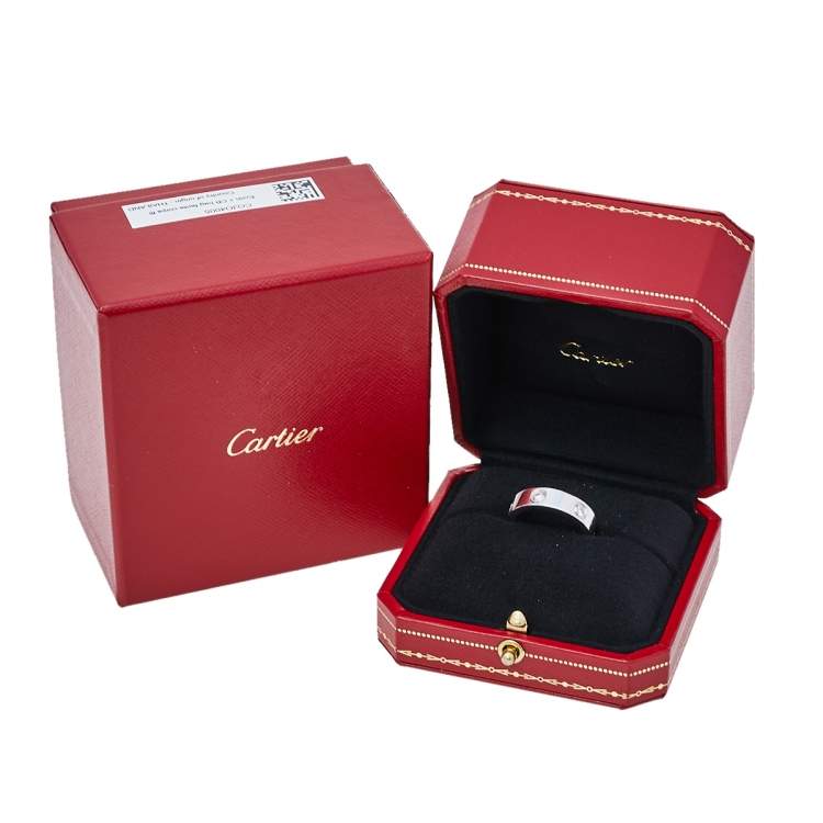 Pre Owned Cartier Love 6 Diamond 18K White Gold Band Ring Size 57