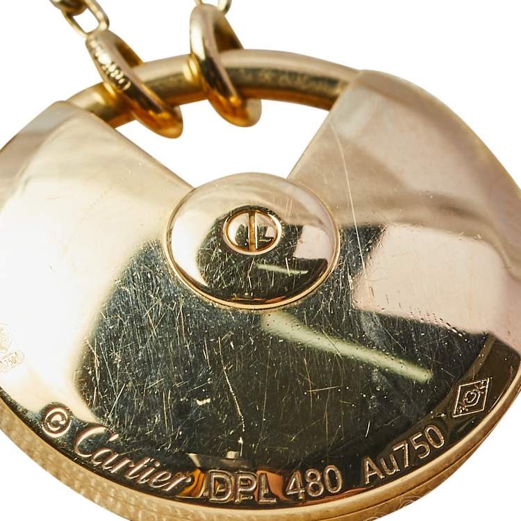 Pre Owned Cartier Amulette de Cartier Diamond Textured 18K Yellow Gold Long Pendant Necklace