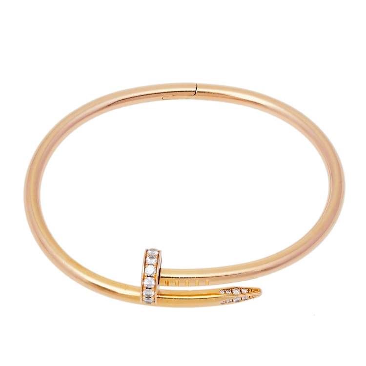 Pre Owned Cartier Juste Un Clou Diamond 18K Yellow Gold Bracelet 17