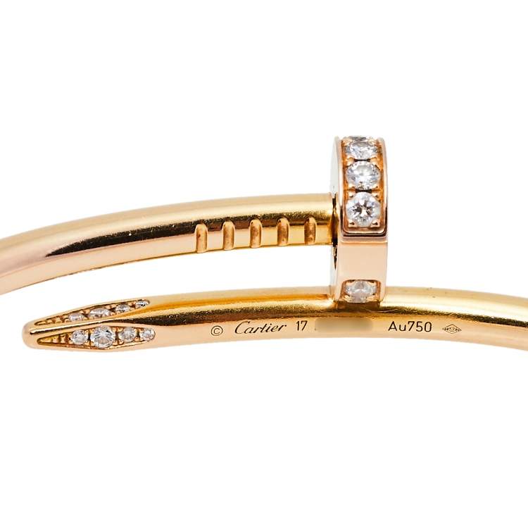 Pre Owned Cartier Juste Un Clou Diamond 18K Yellow Gold Bracelet 17