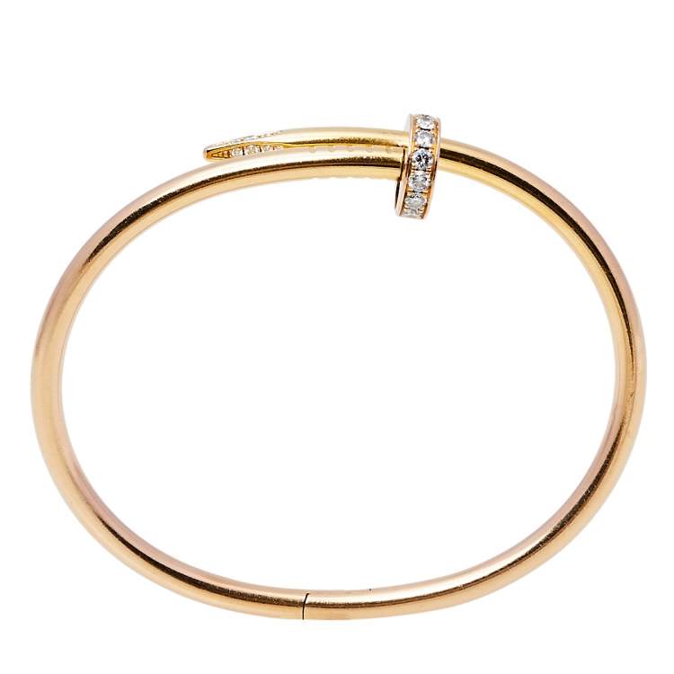 Pre Owned Cartier Juste Un Clou Diamond 18K Yellow Gold Bracelet 17