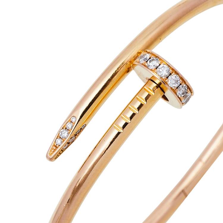 Pre Owned Cartier Juste Un Clou Diamond 18K Yellow Gold Bracelet 17