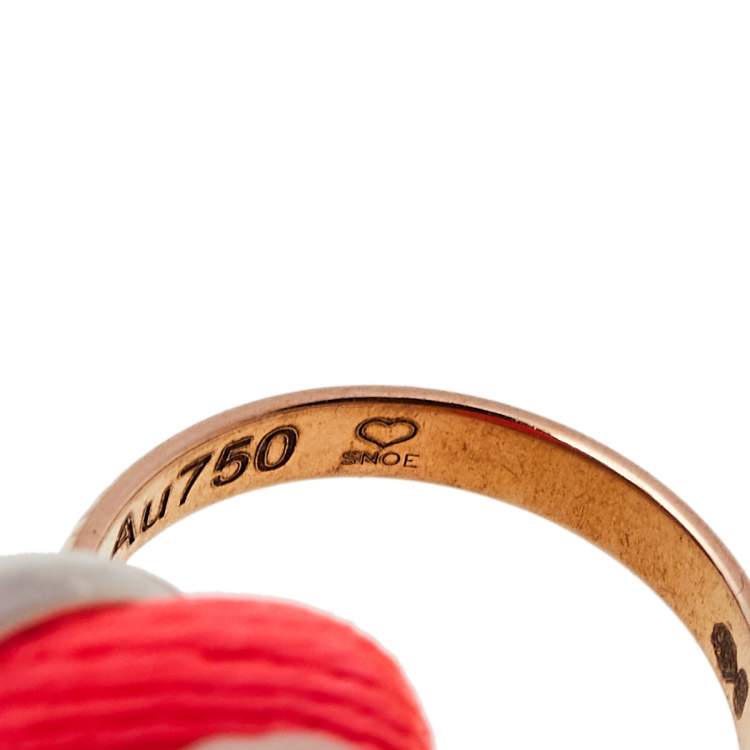 Pre Owned Cartier Trinity 18K Three Tone Gold Neon Pink Cord Adjustable Bracelet